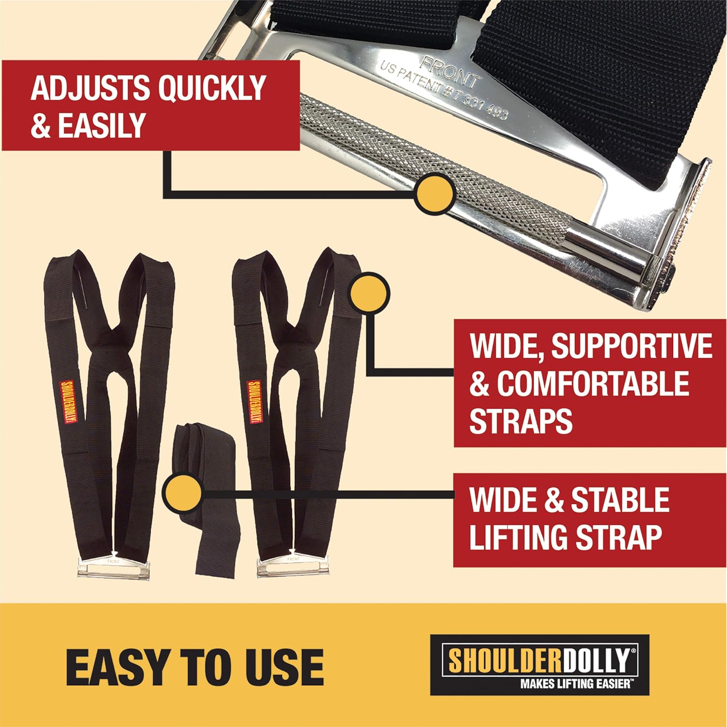 Shoulder Dolly Moving Straps - Lifting Strap for 2 Movers - Move, Lift, Carry, And Secure Furniture, Appliances, Heavy, Bulky Objects Safely, Efficiently, More Easily Like The Pros - LD1000 - Image 3