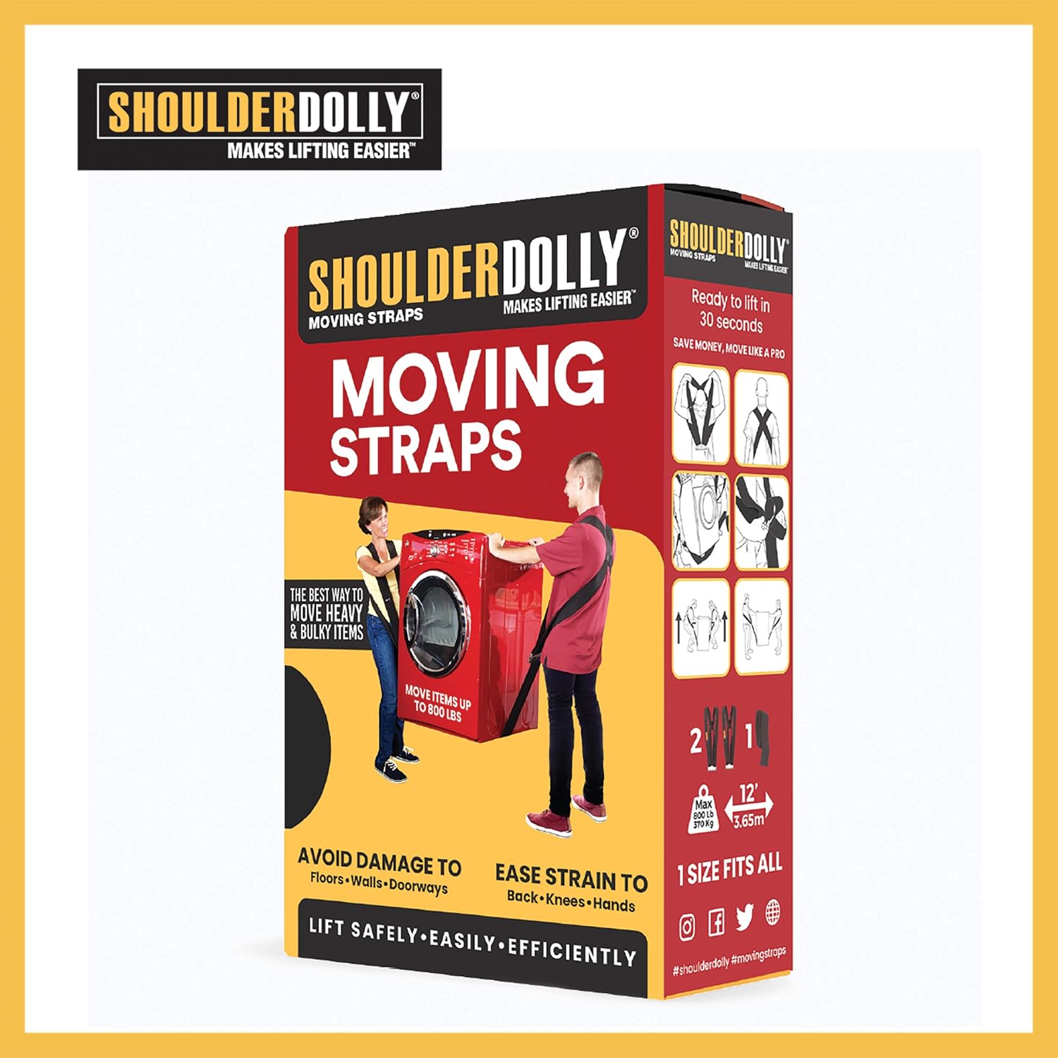 Shoulder Dolly Moving Straps - Lifting Strap for 2 Movers - Move, Lift, Carry, And Secure Furniture, Appliances, Heavy, Bulky Objects Safely, Efficiently, More Easily Like The Pros - LD1000 - Image 8