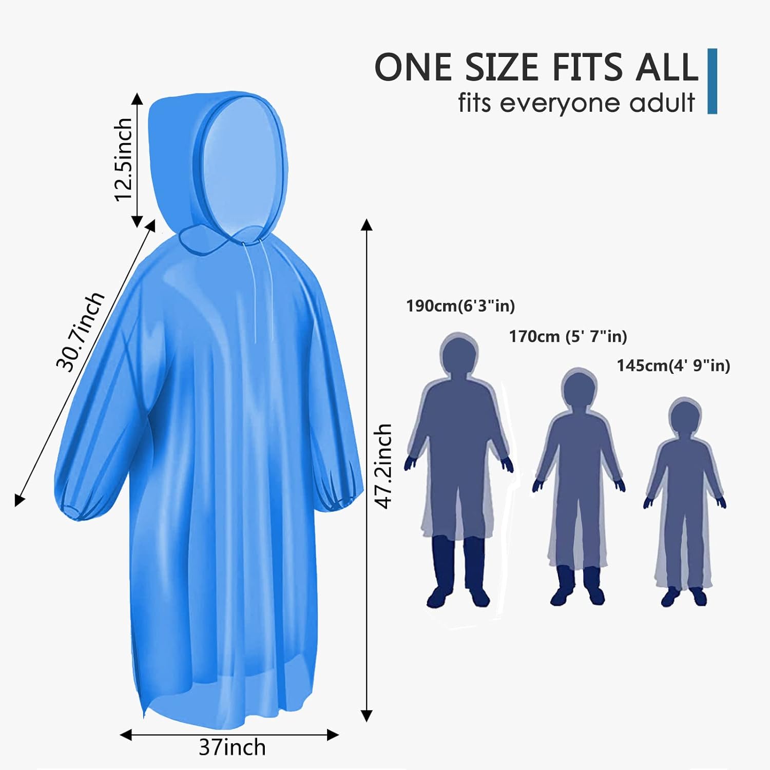 Disposable Rain Ponchos for Adults, Clear Poncho with Hood, Emergency raincoats for Hiking, Camping, Travel - Image 6